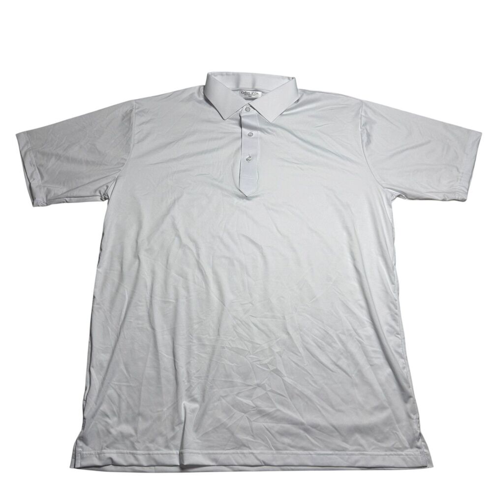 Collars and Co Mens Featherweight Flex Polo Shirt L White Golf Performance